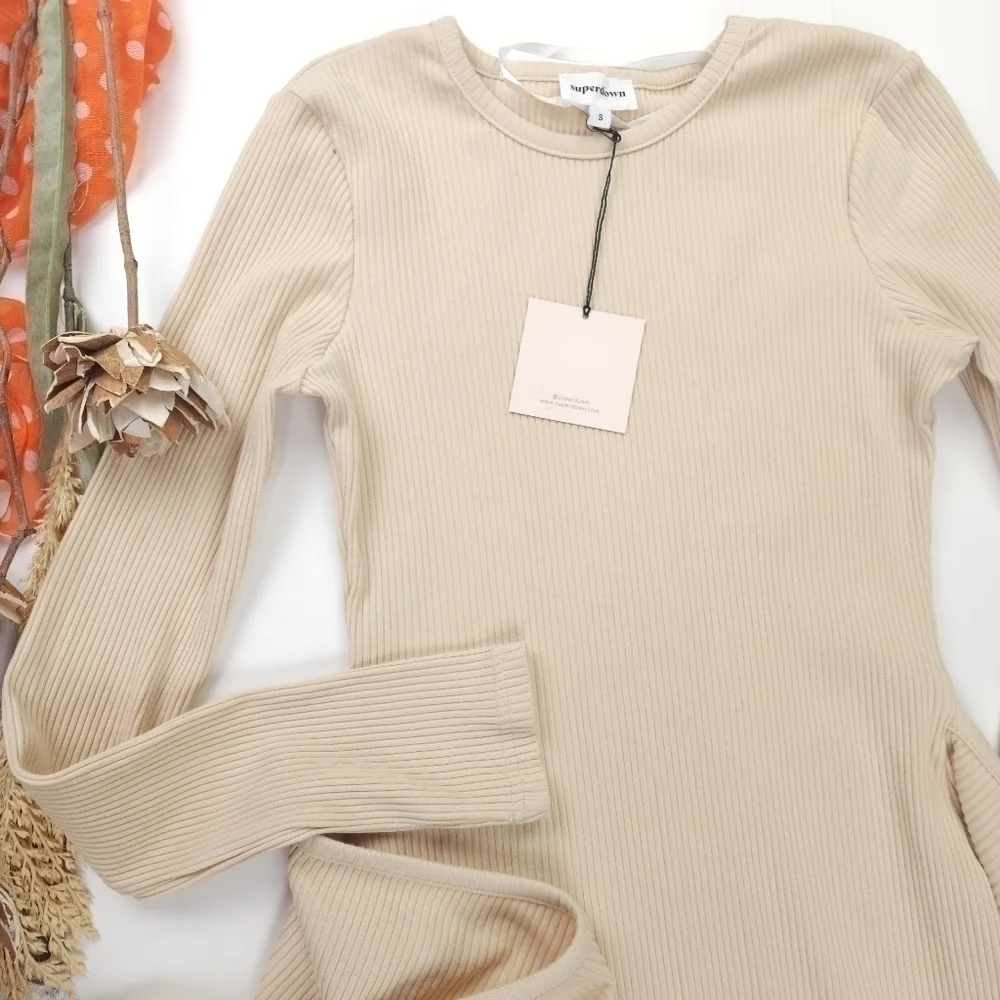 New Superdown Cream Partial Wrap Sweater Dress Size S - Picture 10 of 13